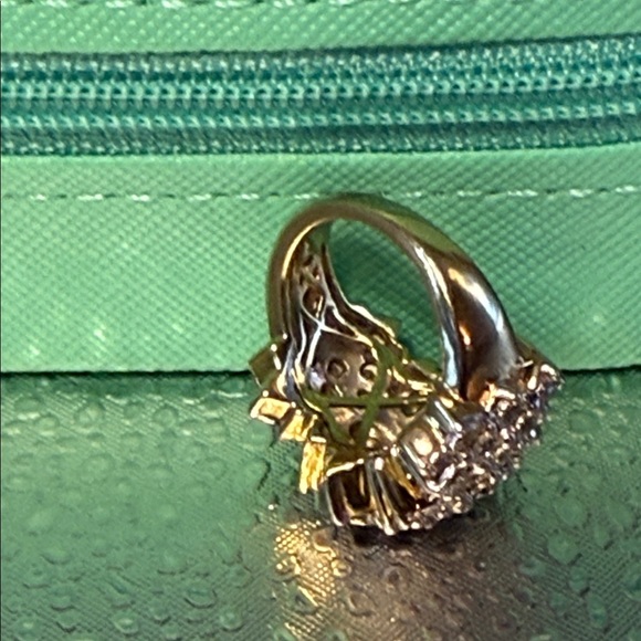 Elegant Moissanite 925 Sterling Silver Cluster Ring Size 5 - Picture 6 of 6